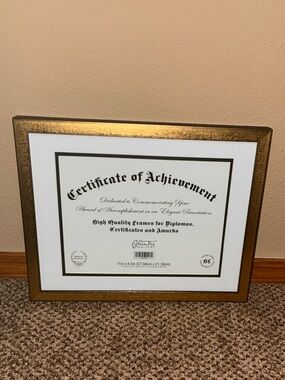 Gold Certificate Frame for Degree, Diploma, Award - 15.25 x 12.25 in.